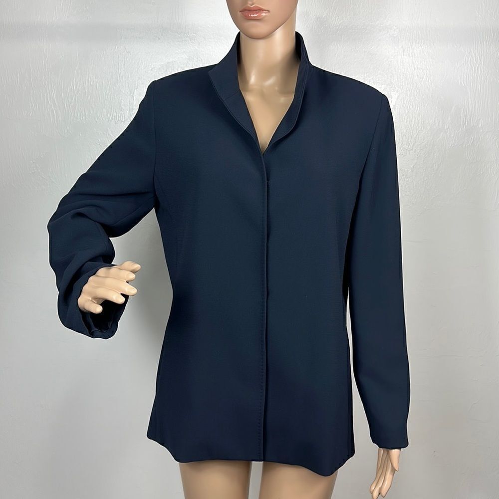 Kasper Navy Blue Collared Blazer Jacket Size 10 P